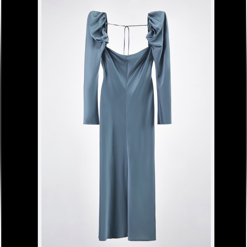 Zara satin dress blue green